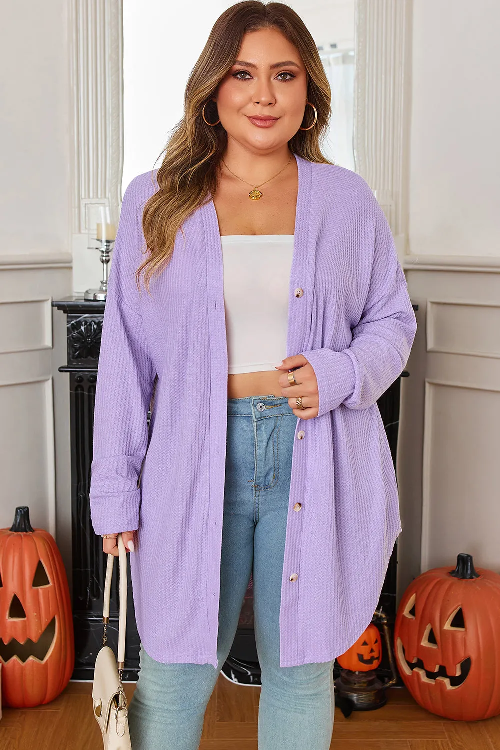 Threaded Pear Rosie Waffle Knit Front PLUS Cardigan sold by Zulily product image thumbnail 4