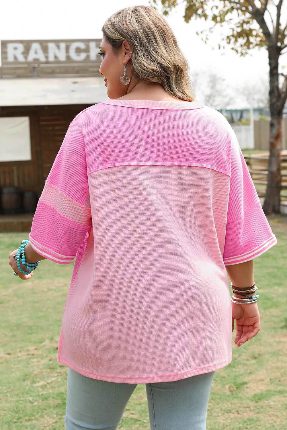 Threaded Pear Reagan Plus Size Stripe Patchwork Top sold by Zulily product image thumbnail 2