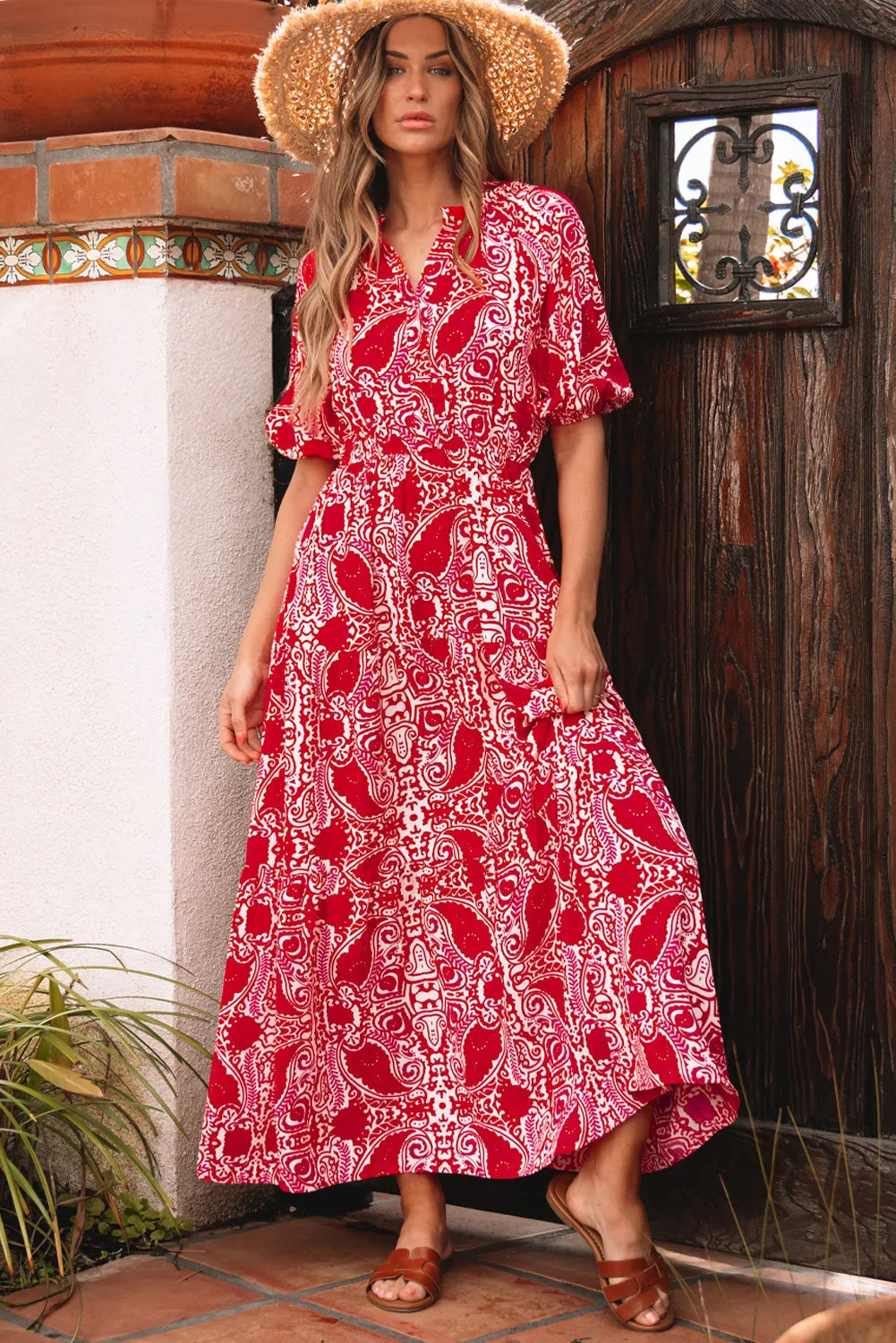 Threaded Pear Raquel Paisley Side Slit Maxi Dress sold by Zulily