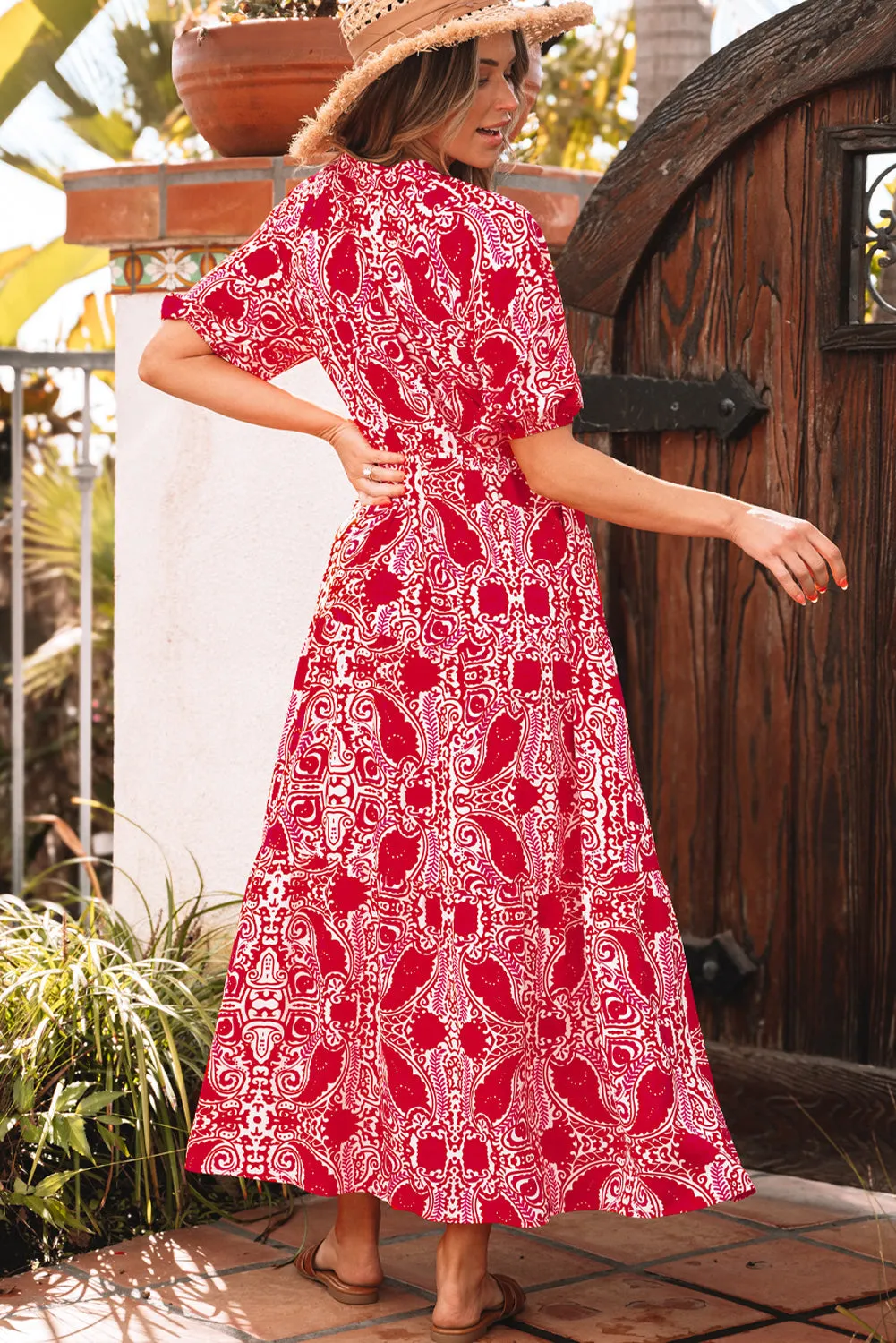 Threaded Pear Raquel Paisley Side Slit Maxi Dress sold by Zulily product image thumbnail 2