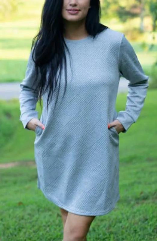 Threaded Pear Quincy Textured Long Sleeve Dress made by Threaded Pear