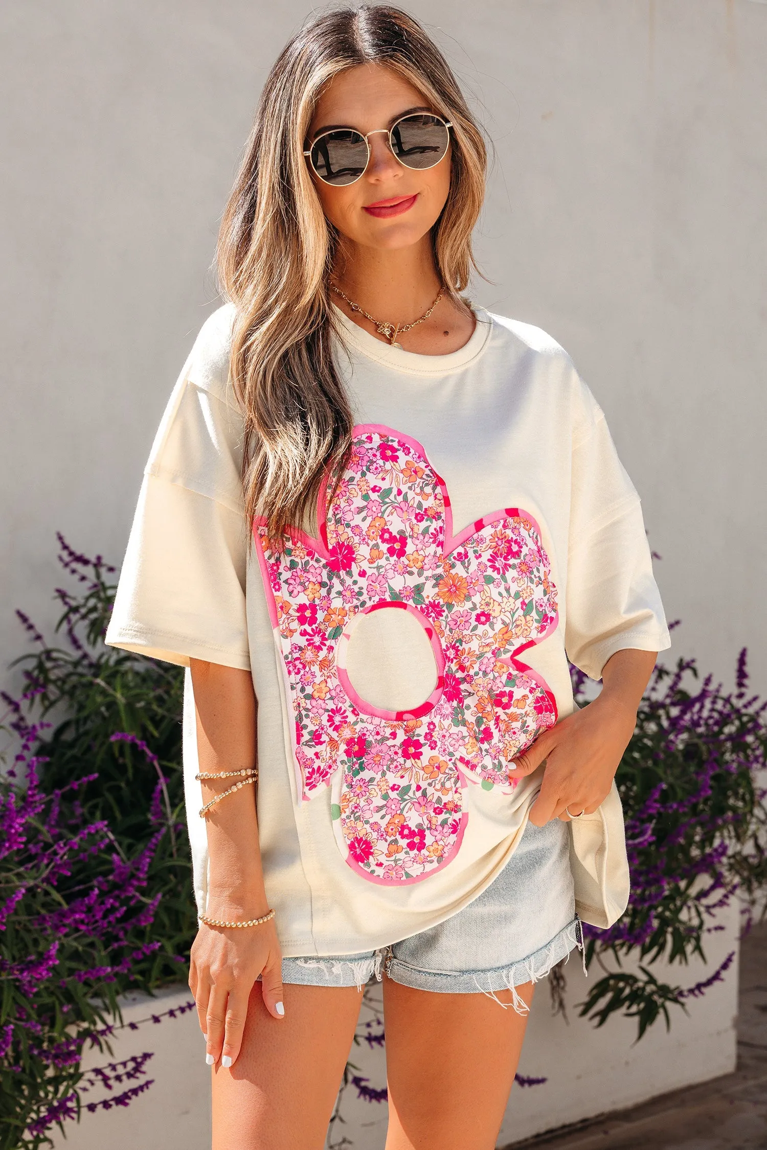 Threaded Pear Poppy Big Flower Oversize Tee sold by Zulily product image thumbnail 3