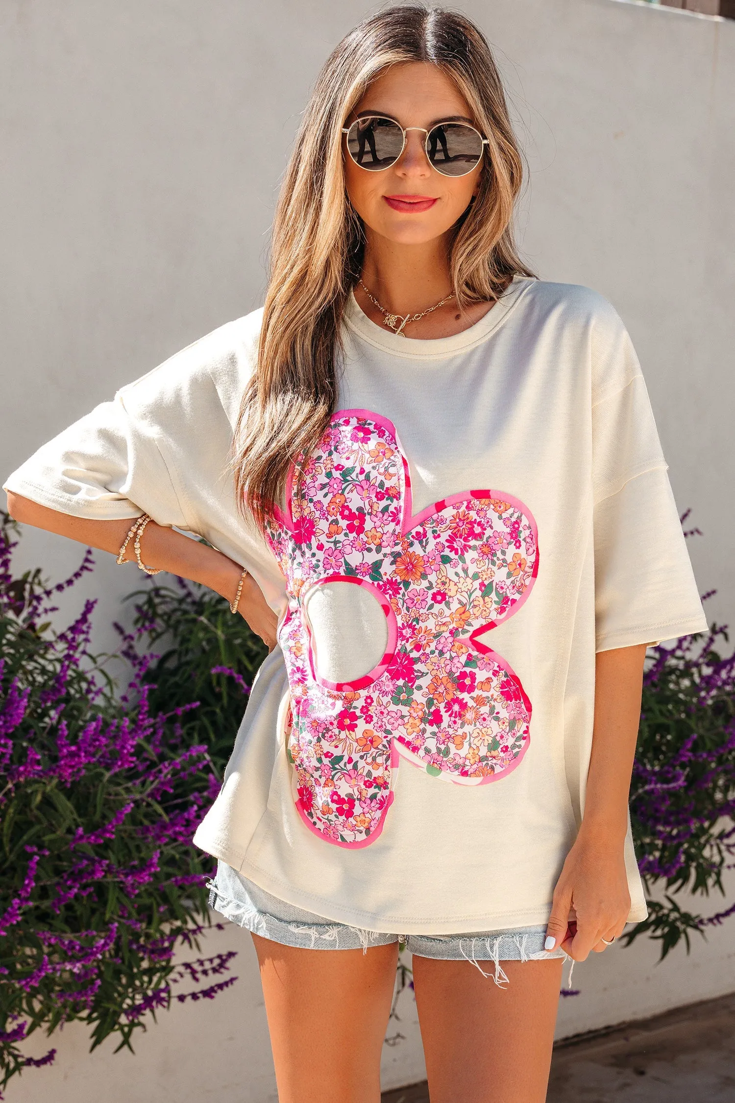 Threaded Pear Poppy Big Flower Oversize Tee sold by Zulily product image thumbnail 4