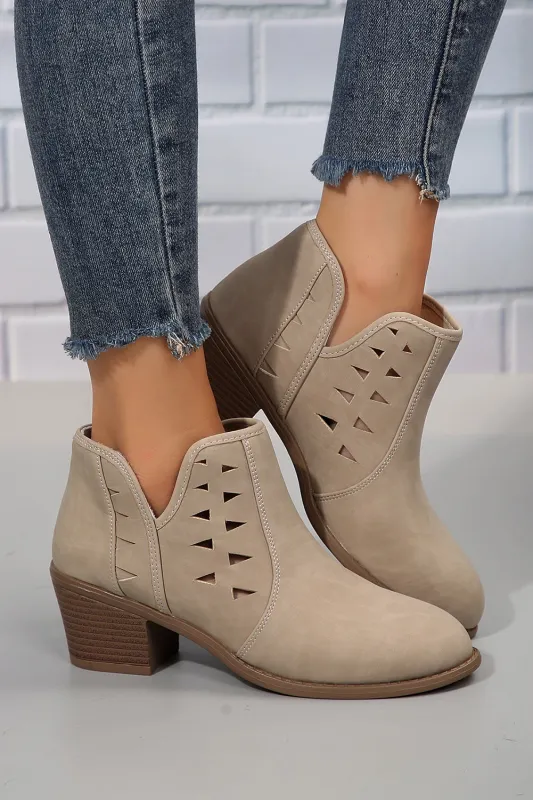 Threaded Pear Quinn Cut Out Suede Ankle Boots made by Threaded Pear