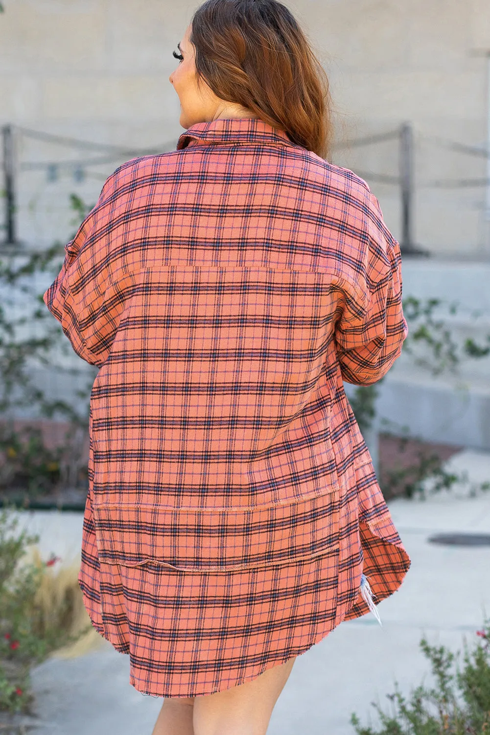 Threaded Pear Plaid Long Sleeve Side Split Distressed Shirt sold by Zulily product image thumbnail 5