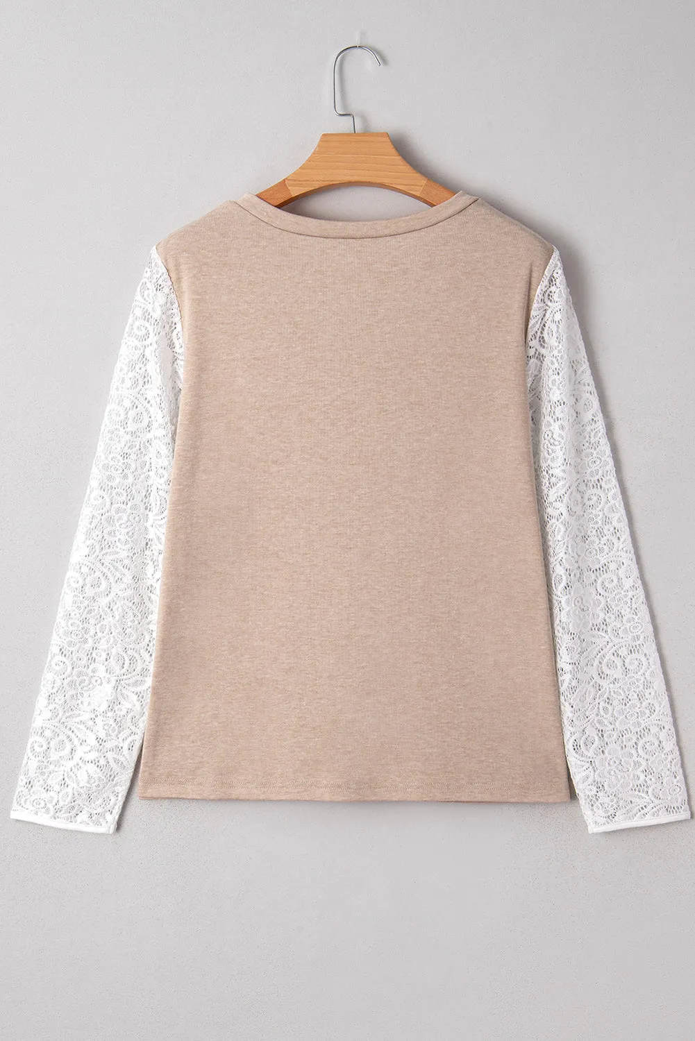 Threaded Pear Penny Contrast Lace Patchwork Long Sleeve Top sold by Zulily product image thumbnail 2