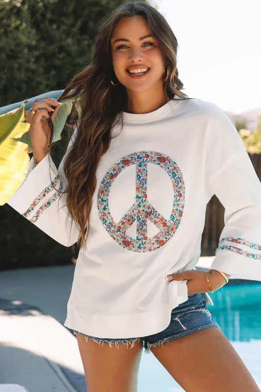 Threaded Pear Peace Drop Shoulder Wide Sleeve Casual Top made by Threaded Pear