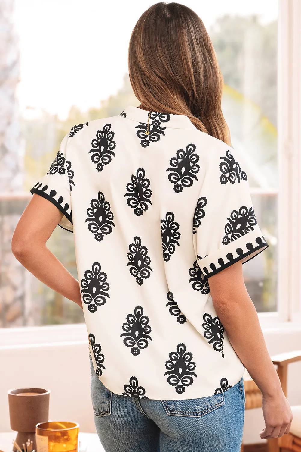 Threaded Pear Paris Short Sleeve V Neck Blouse sold by Zulily product image thumbnail 2