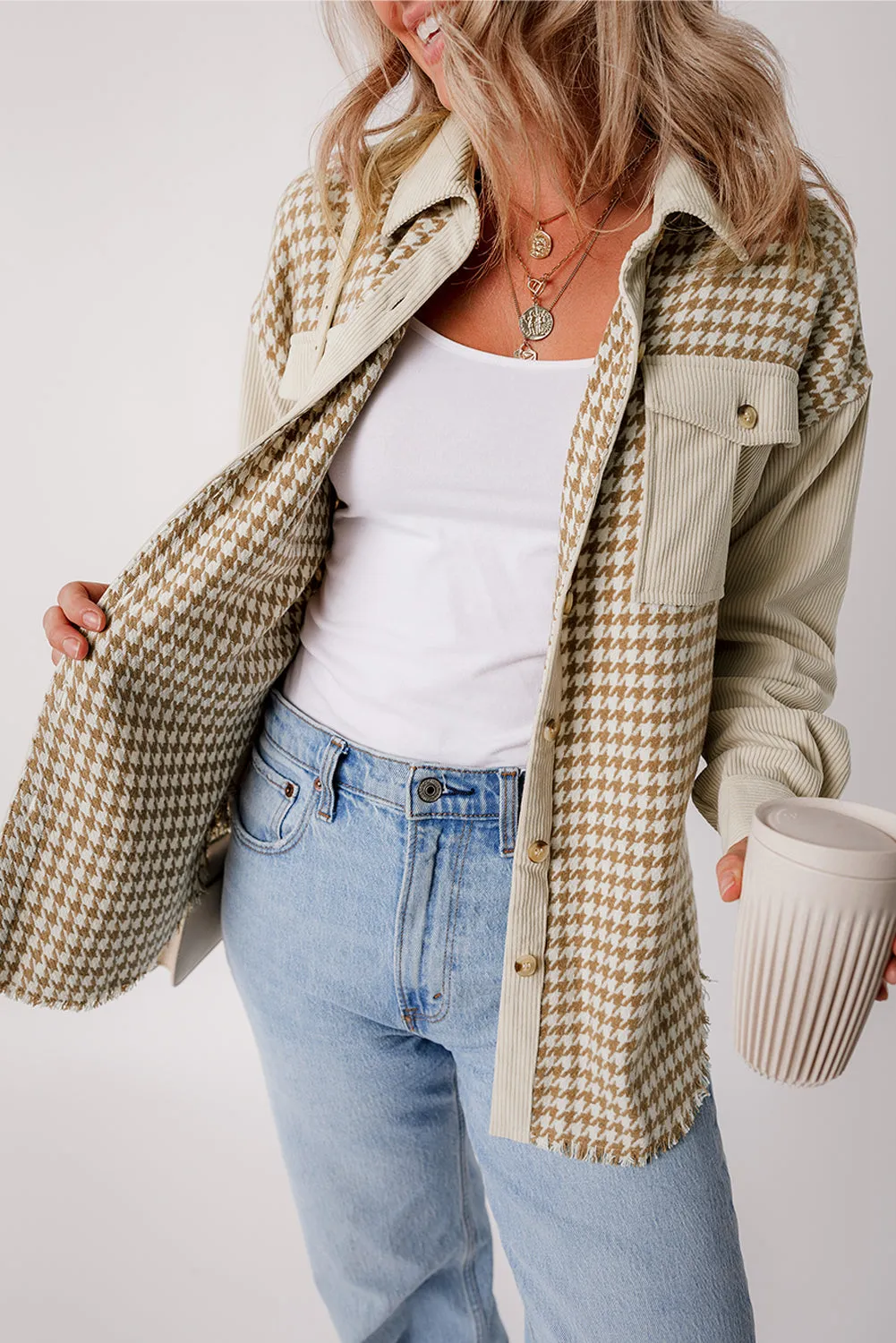 Threaded Pear Nataly Corduroy Patchwork Flap Pocket Shacket sold by Zulily product image thumbnail 4