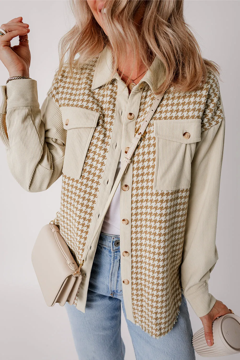 Threaded Pear Nataly Corduroy Patchwork Flap Pocket Shacket sold by Zulily product image thumbnail 3