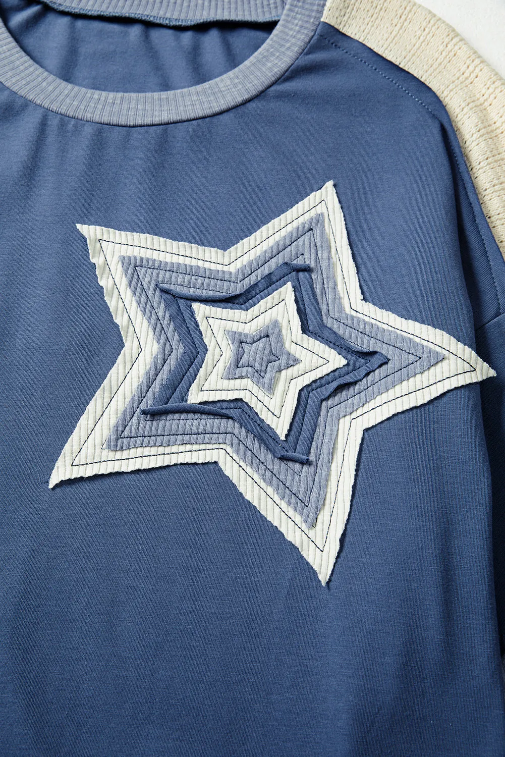 Threaded Pear Natalie Knitted Star Patchwork Oversize Top sold by Zulily product image thumbnail 4