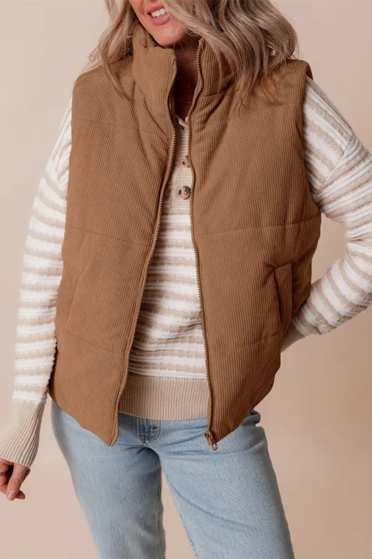 Threaded Pear Natalia Corduroy Zipped Puffer Vest made by Threaded Pear