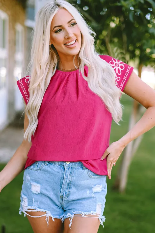 Threaded Pear Murphy Floral Embroidered Sleeve Blouse made by Threaded Pear