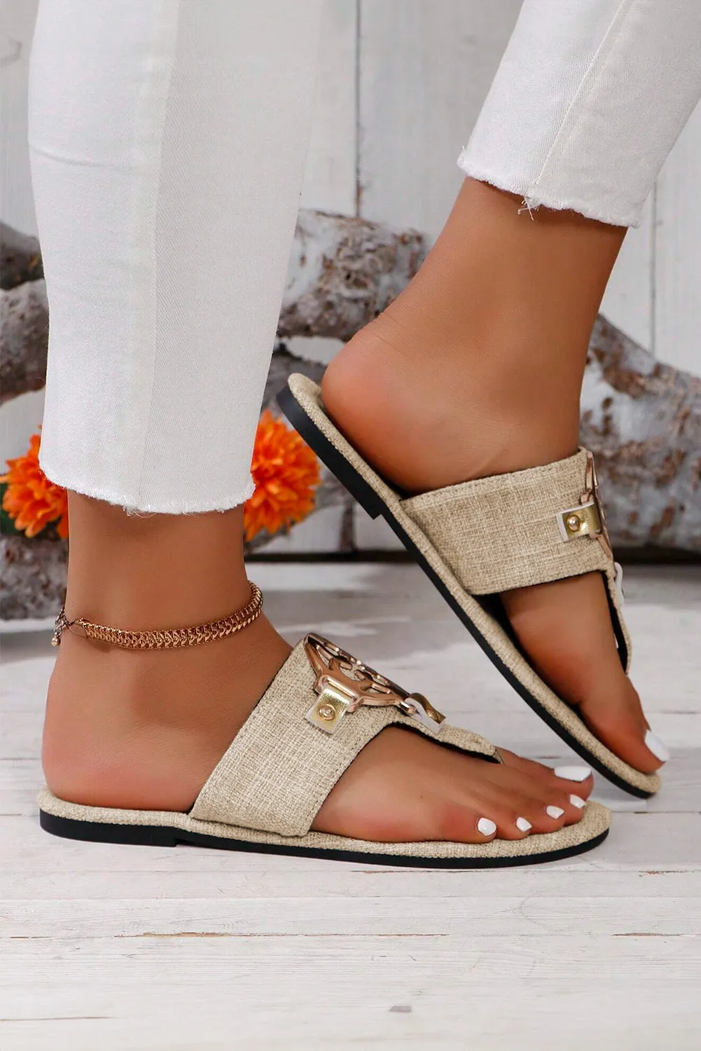 Threaded Pear Metal Decor Thong Slippers sold by Zulily product image thumbnail 4