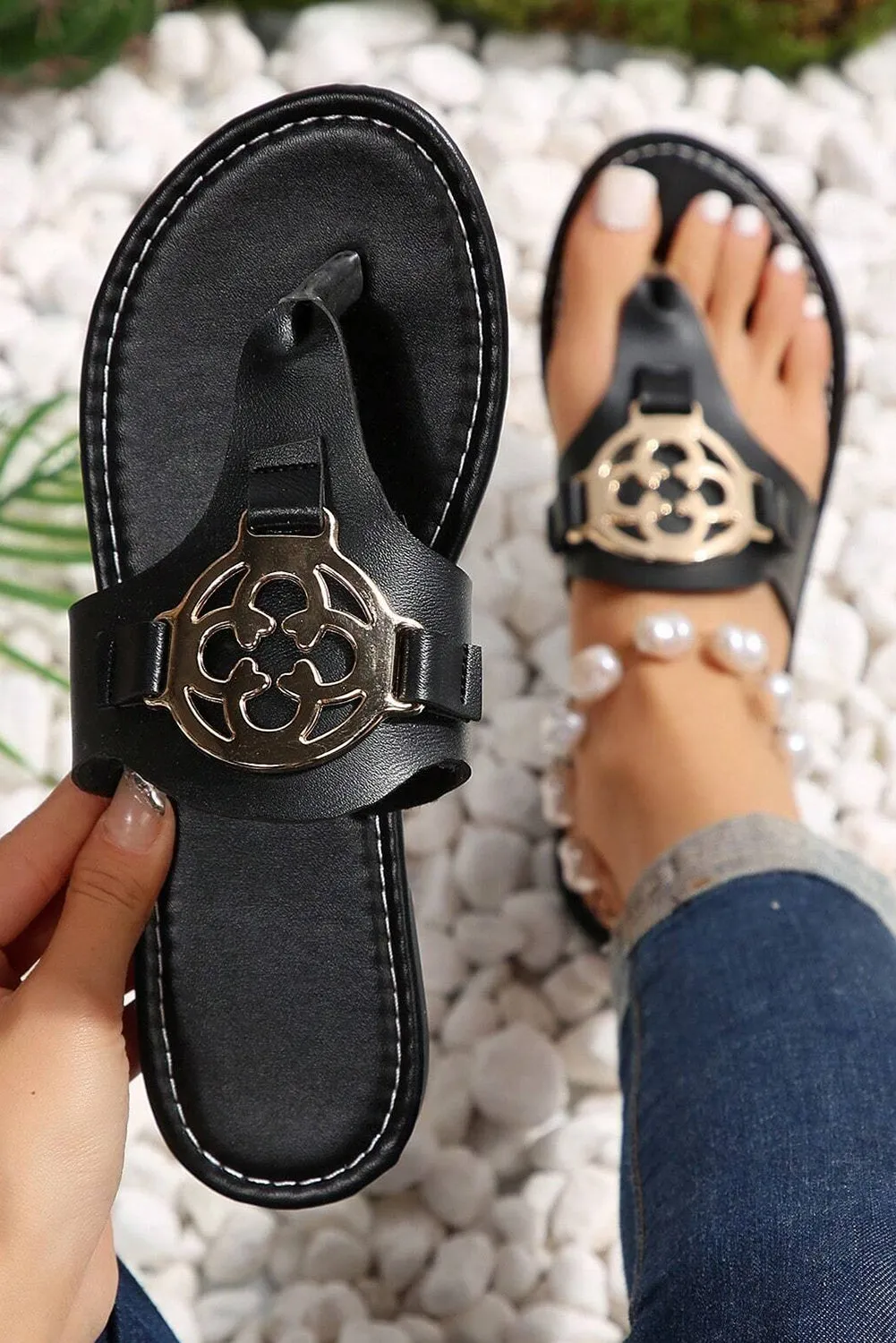 Threaded Pear Metal Decor Thong Slippers sold by Zulily product image thumbnail 5