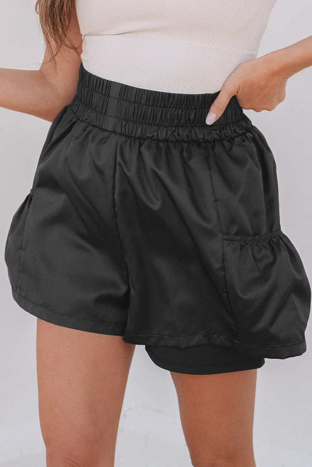 Threaded Pear Maxine Elastic High Waist Pocketed Casual Shorts sold by Zulily product image thumbnail 4