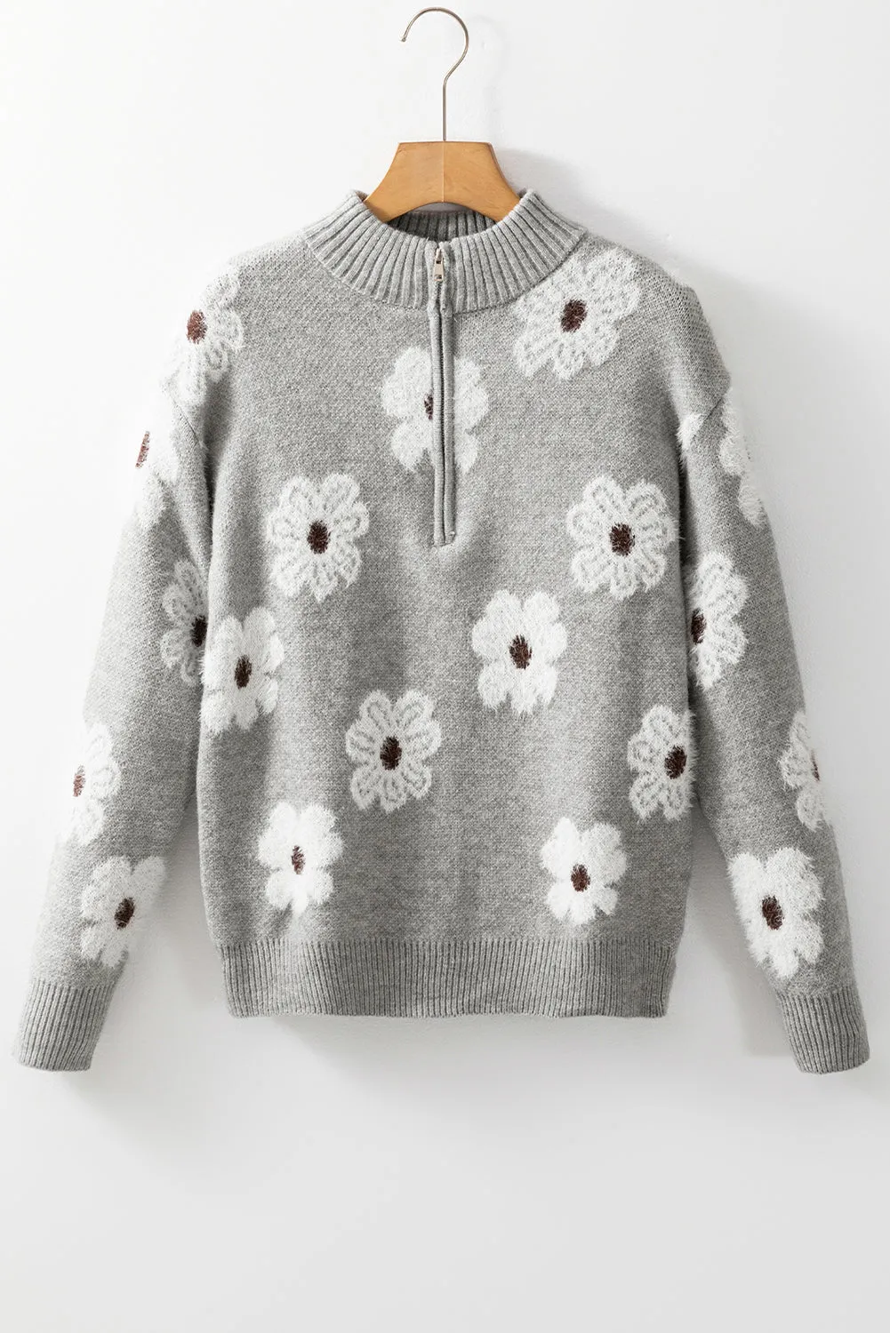 Threaded Pear Maria Floral Half Zip Drop Shoulder Sweater sold by Zulily product image thumbnail 5