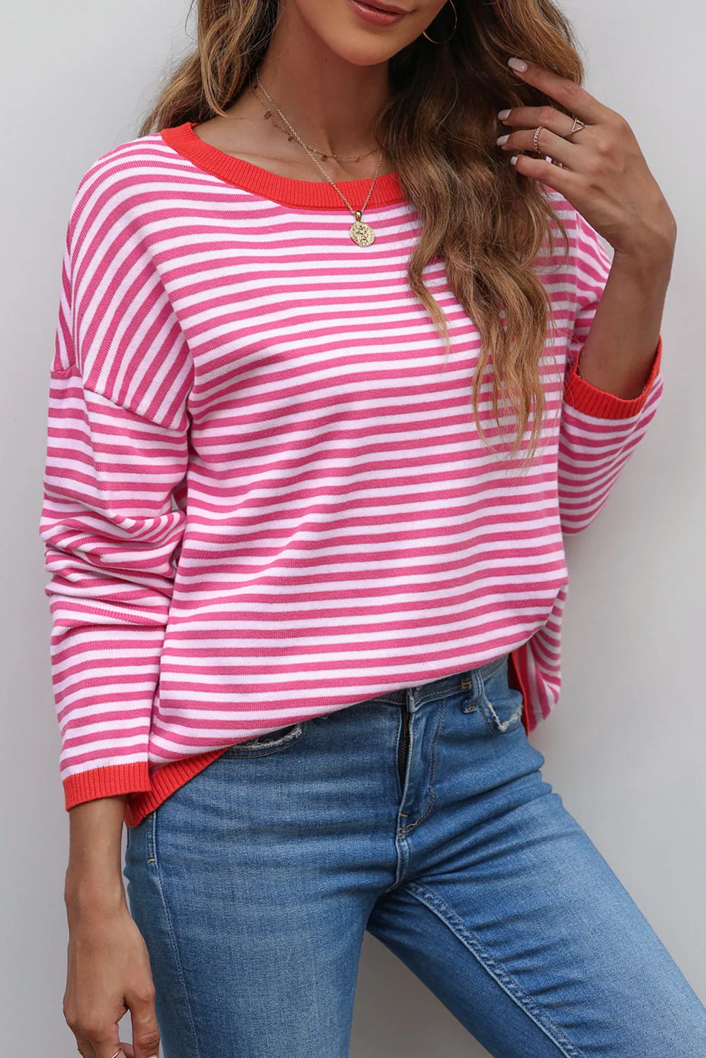 Threaded Pear Madelynn Striped Drop Shoulder Sweater sold by Zulily