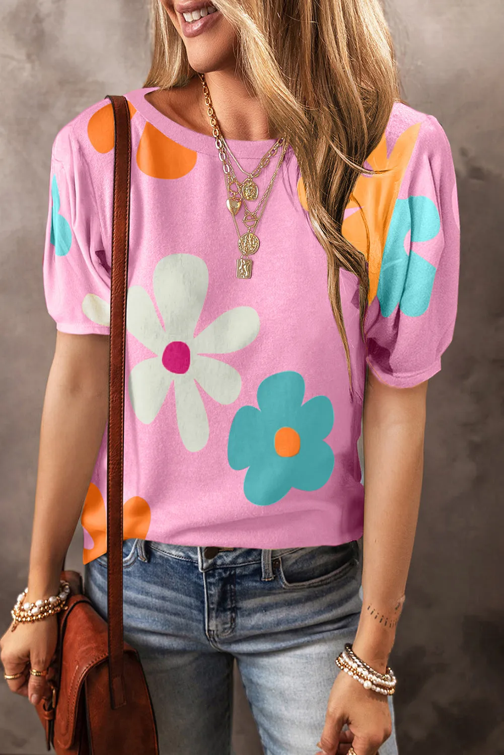 Threaded Pear Macy Flower Print Bubble Sleeve Tee sold by Zulily
