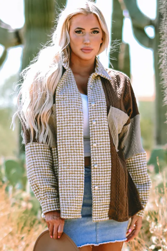 Threaded Pear Luna Houndstooth Loose Shacket made by Threaded Pear