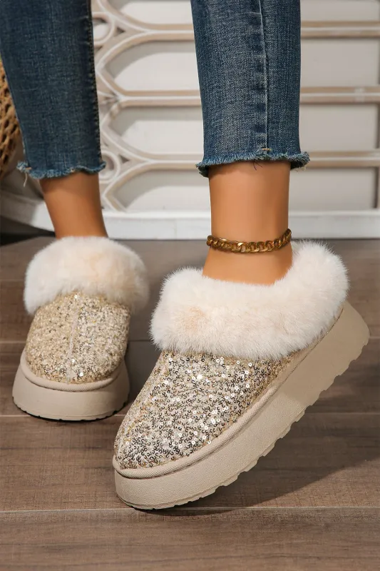 Threaded Pear Lucia Sequin Thick Sole Snow Boots made by Threaded Pear