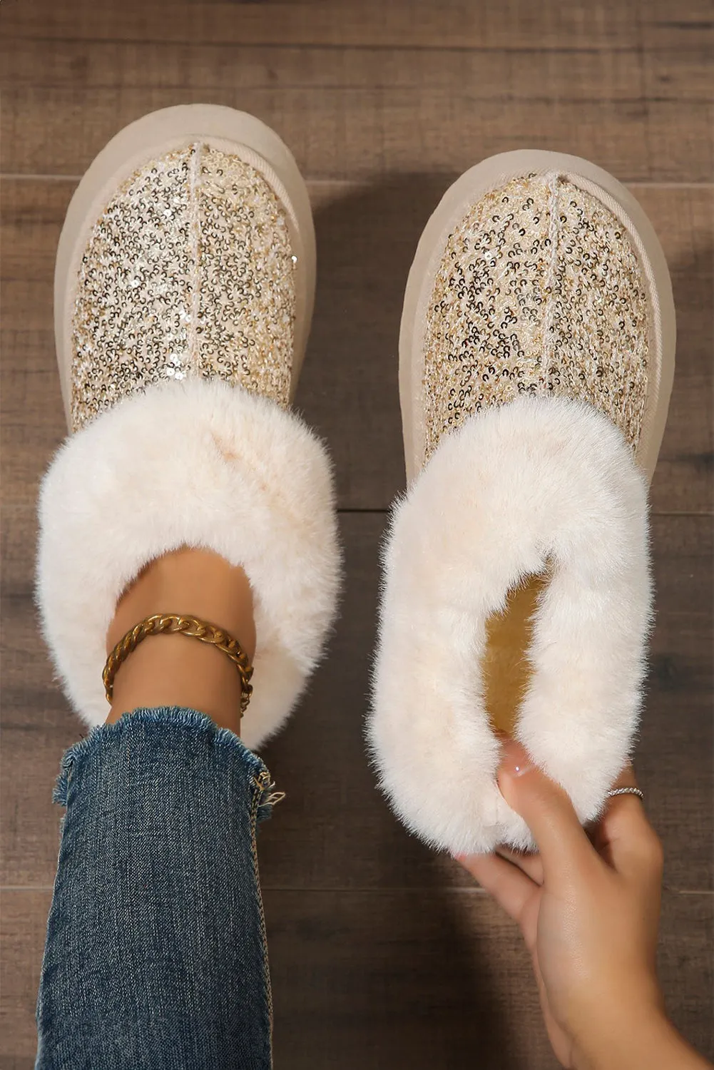 Threaded Pear Lucia Sequin Thick Sole Snow Boots sold by Zulily product image thumbnail 5