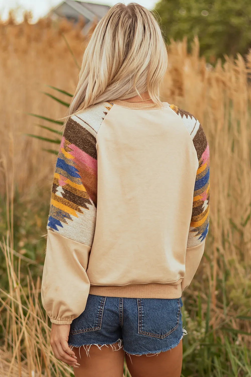 Threaded Pear Logan Aztec Patchwork Raglan Pullover Sweatshirt sold by Zulily product image thumbnail 2