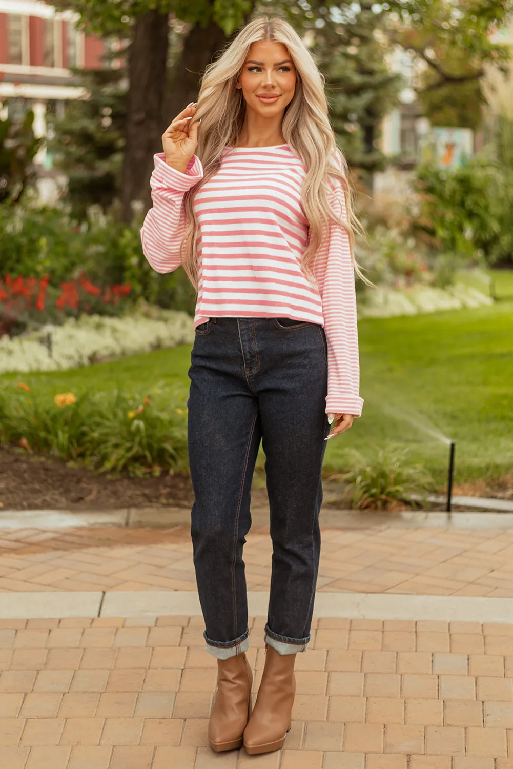 Threaded Pear Lilly Textured Contrast Dropped Long Sleeve Top sold by Zulily product image thumbnail 5