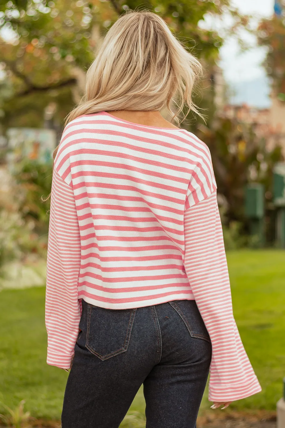 Threaded Pear Lilly Textured Contrast Dropped Long Sleeve Top sold by Zulily product image thumbnail 2