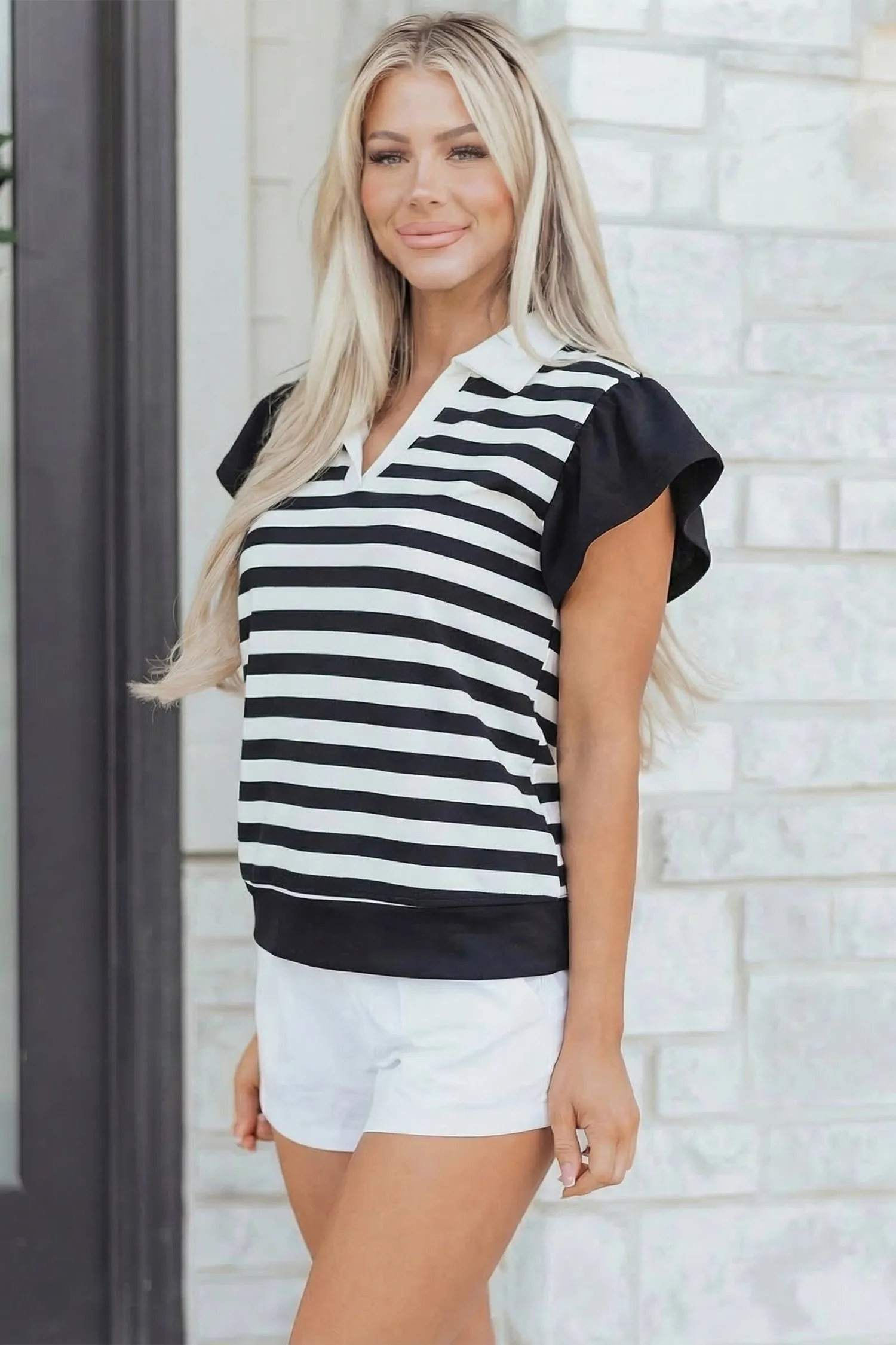 Threaded Pear Lilith Ruffled Short Sleeve Blouse sold by Zulily product image thumbnail 3