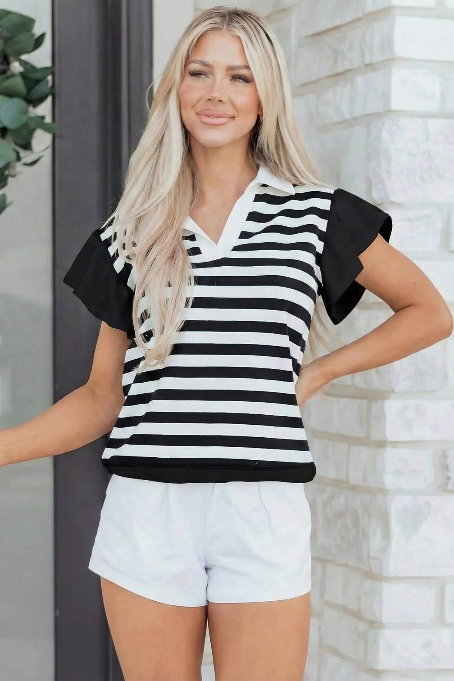 Threaded Pear Lilith Ruffled Short Sleeve Blouse sold by Zulily product image thumbnail 4