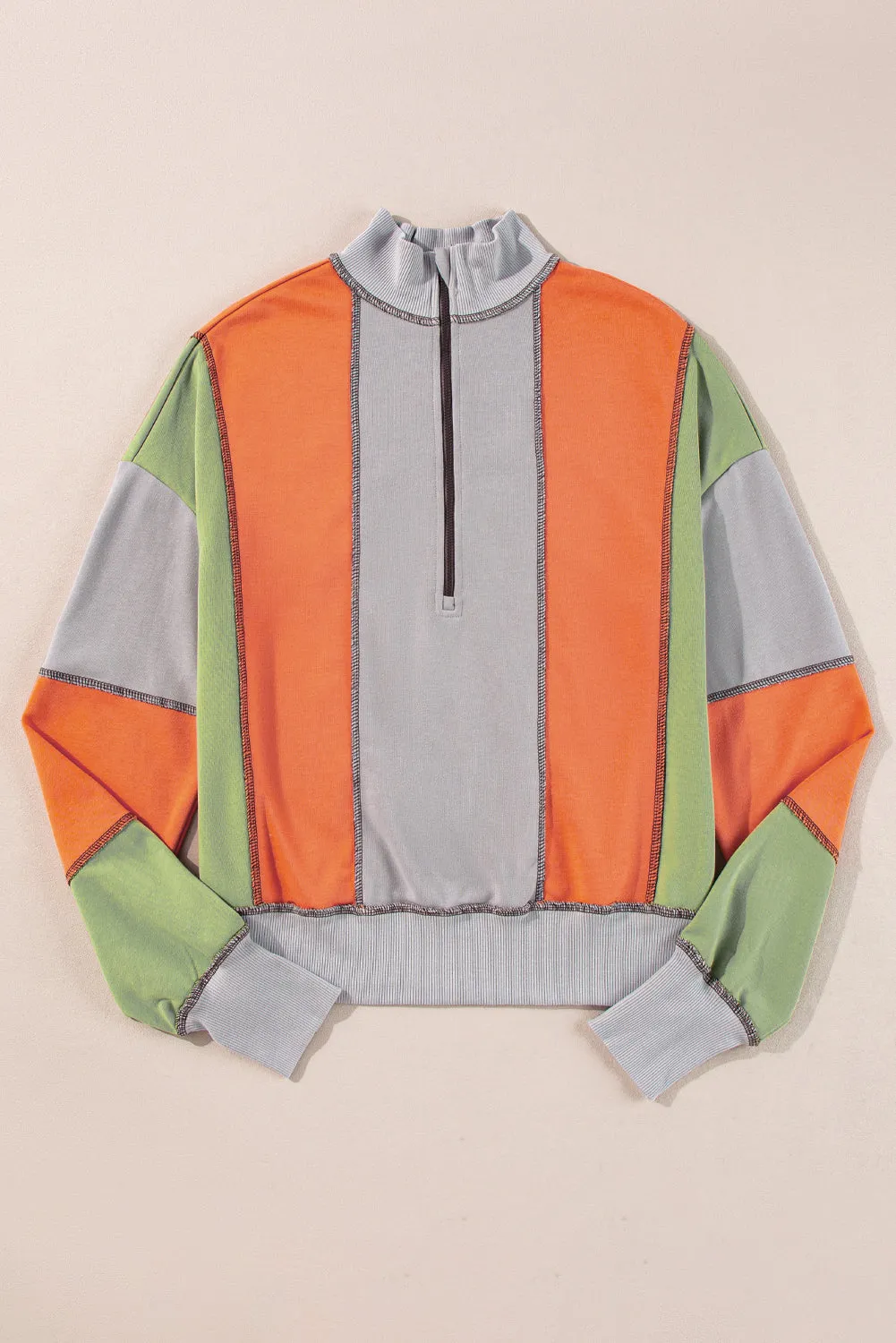 Threaded Pear Lilah Block Stitching Half Zipper Sweatshirt sold by Zulily product image thumbnail 5