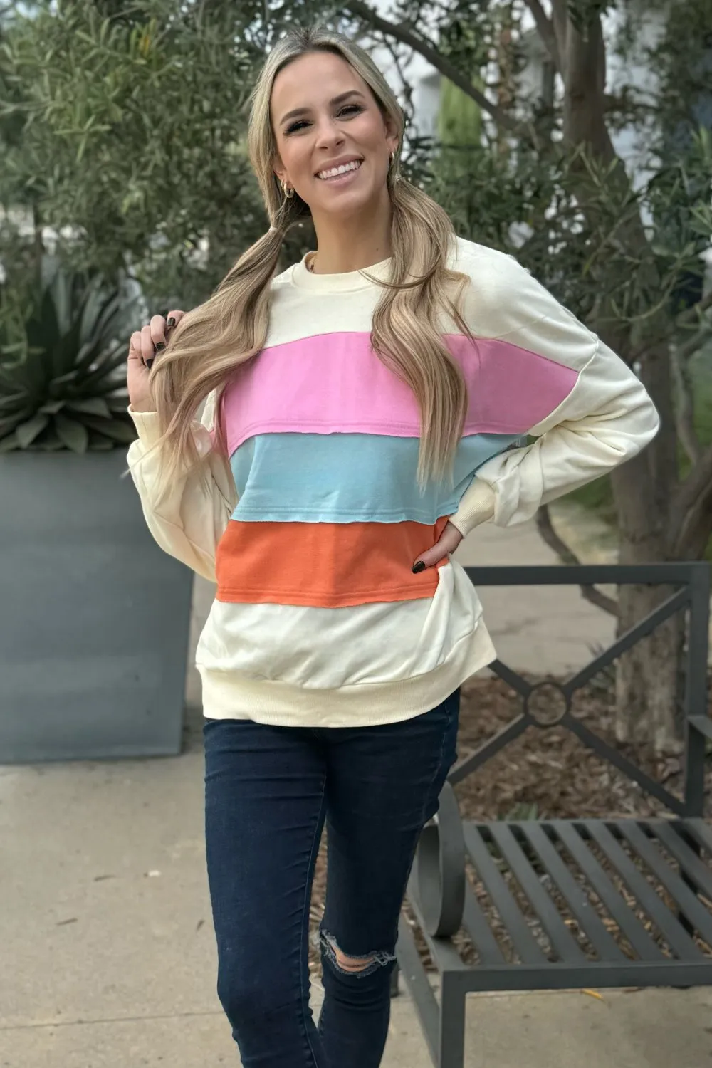 Threaded Pear Leilani Patchwork Sweatshirt sold by Zulily product image thumbnail 5