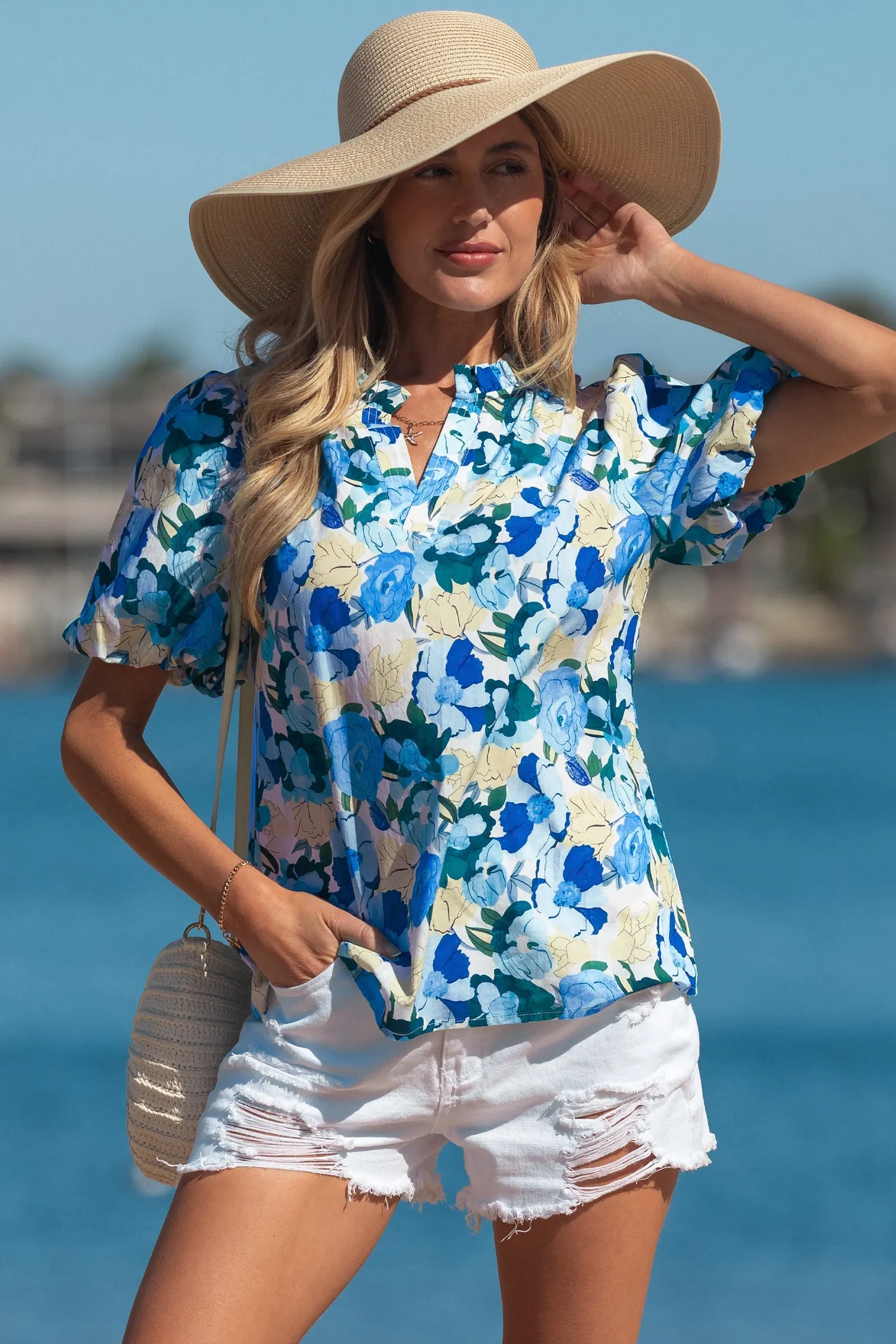Threaded Pear Leilani Short Puff Sleeve Blouse sold by Zulily product image thumbnail 4