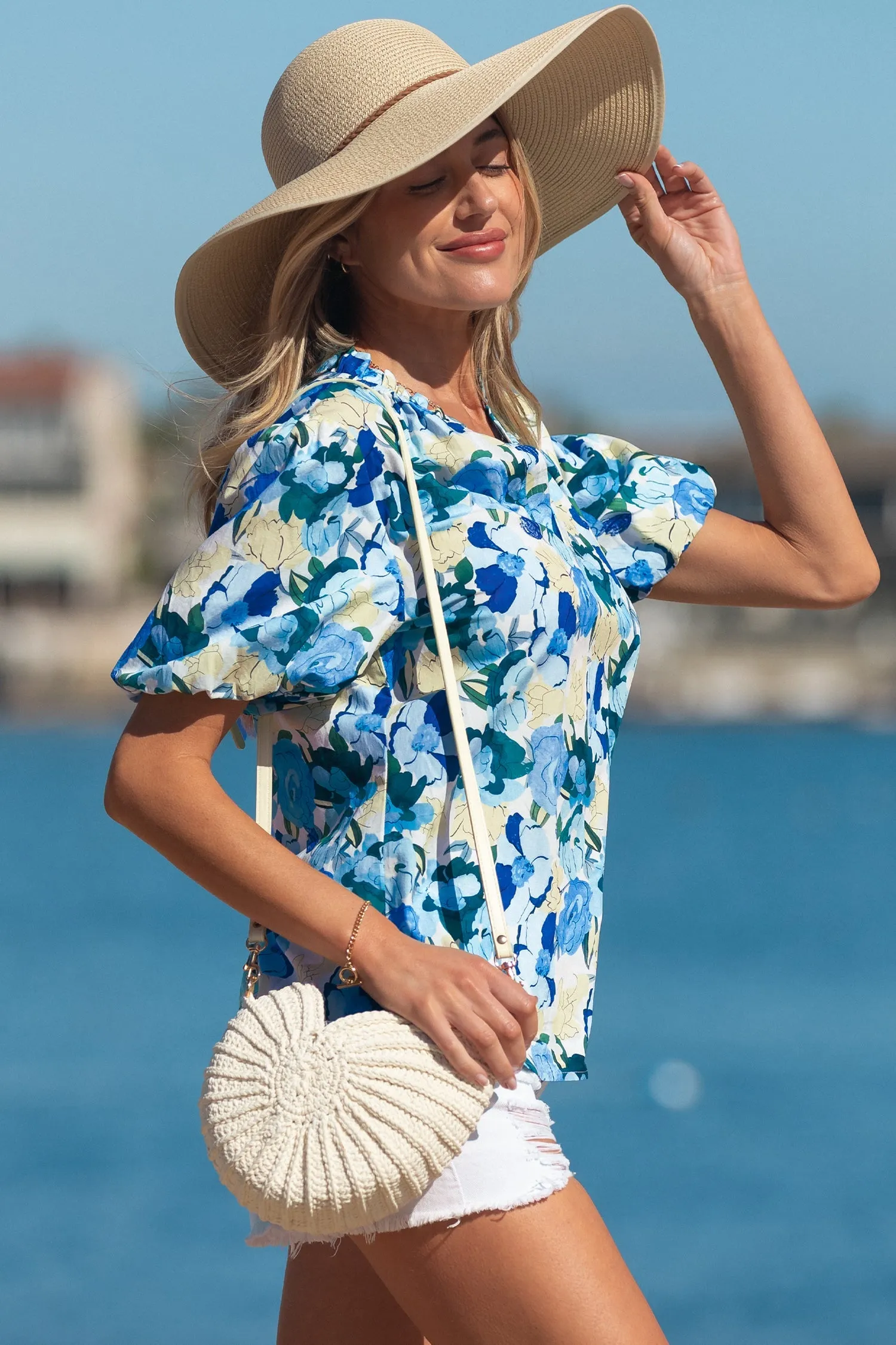 Threaded Pear Leilani Short Puff Sleeve Blouse sold by Zulily product image thumbnail 3