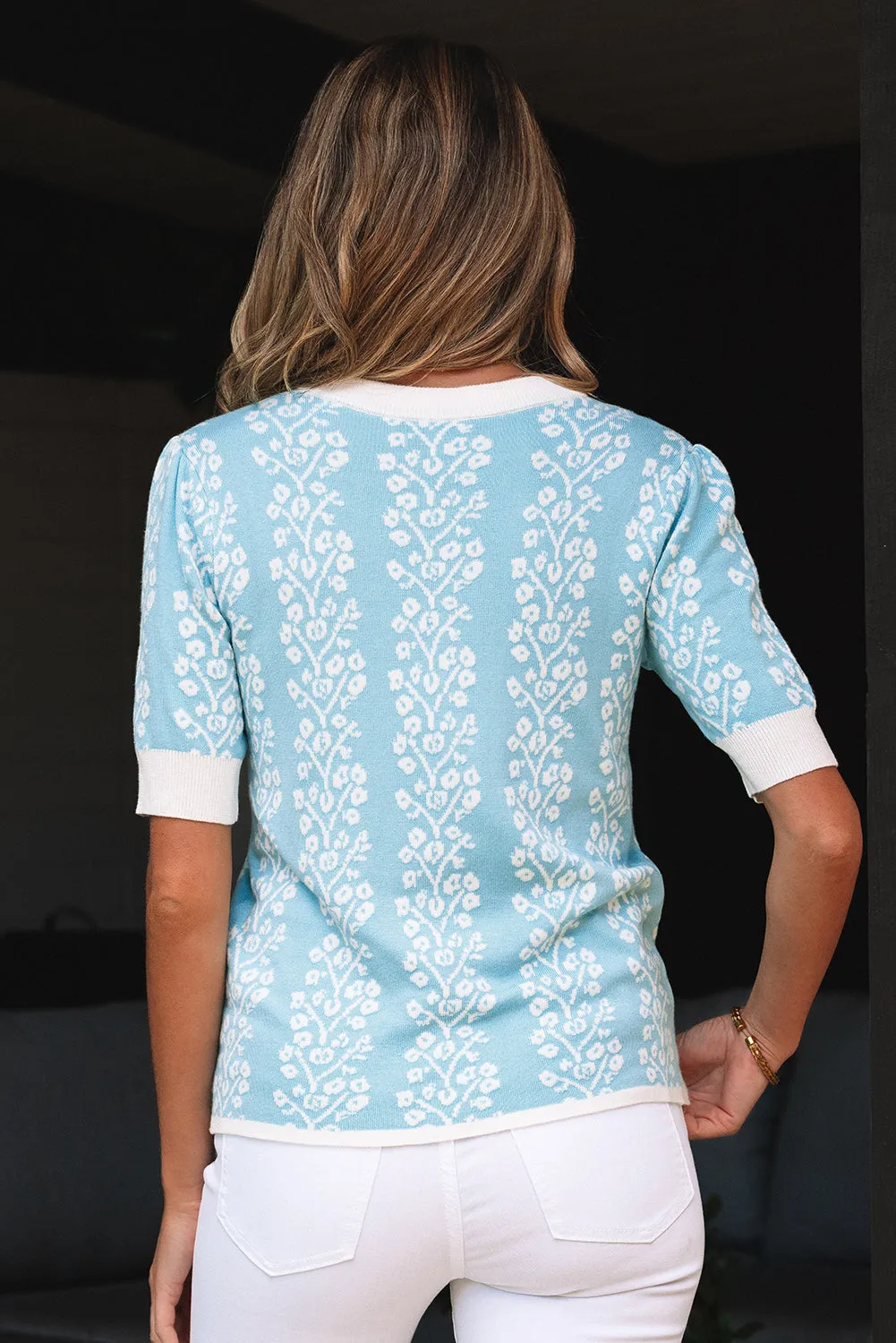 Threaded Pear Leilani Floral Crewneck Short Sleeve Sweater sold by Zulily product image thumbnail 2