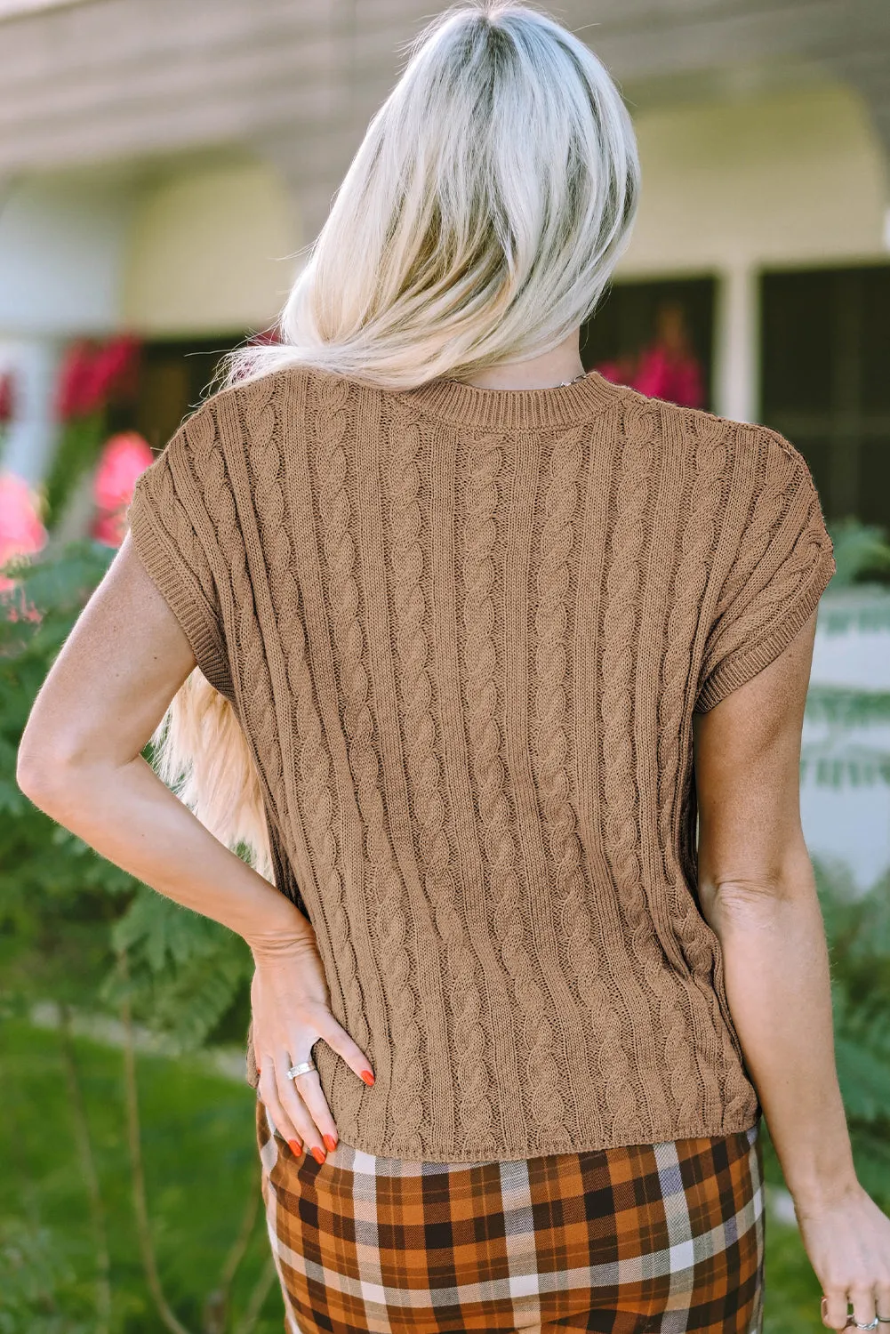Threaded Pear Laura Crew Neck Cable Knit Short Sleeve Sweater sold by Zulily product image thumbnail 2