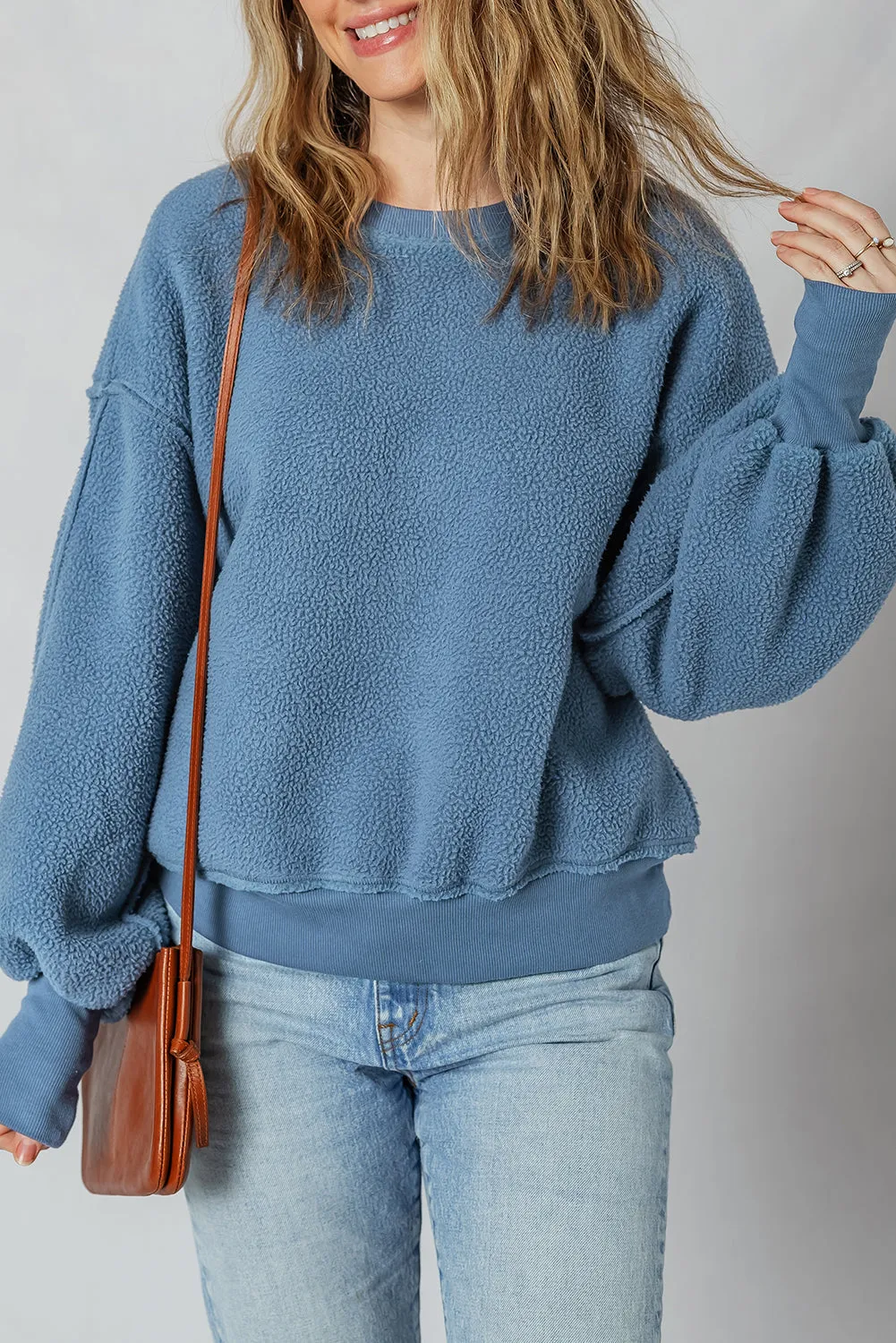 Threaded Pear Kinsley Fleece Exposed Seam Casual Sweatshirt sold by Zulily product image thumbnail 4