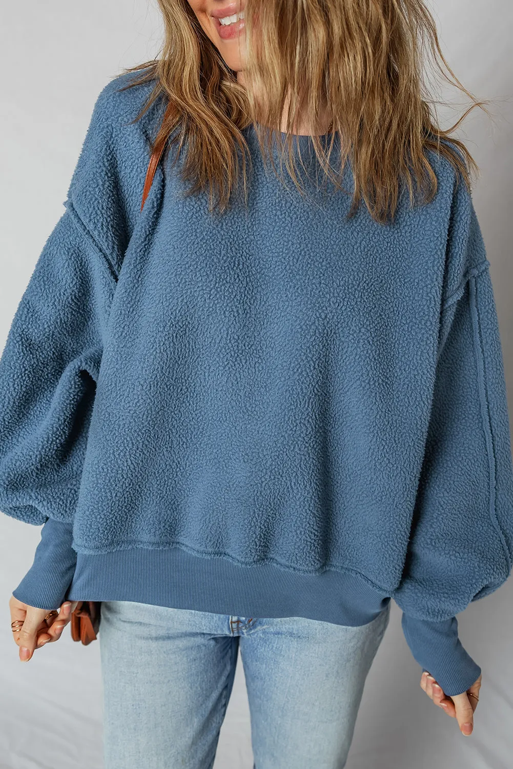 Threaded Pear Kinsley Fleece Exposed Seam Casual Sweatshirt sold by Zulily product image thumbnail 5