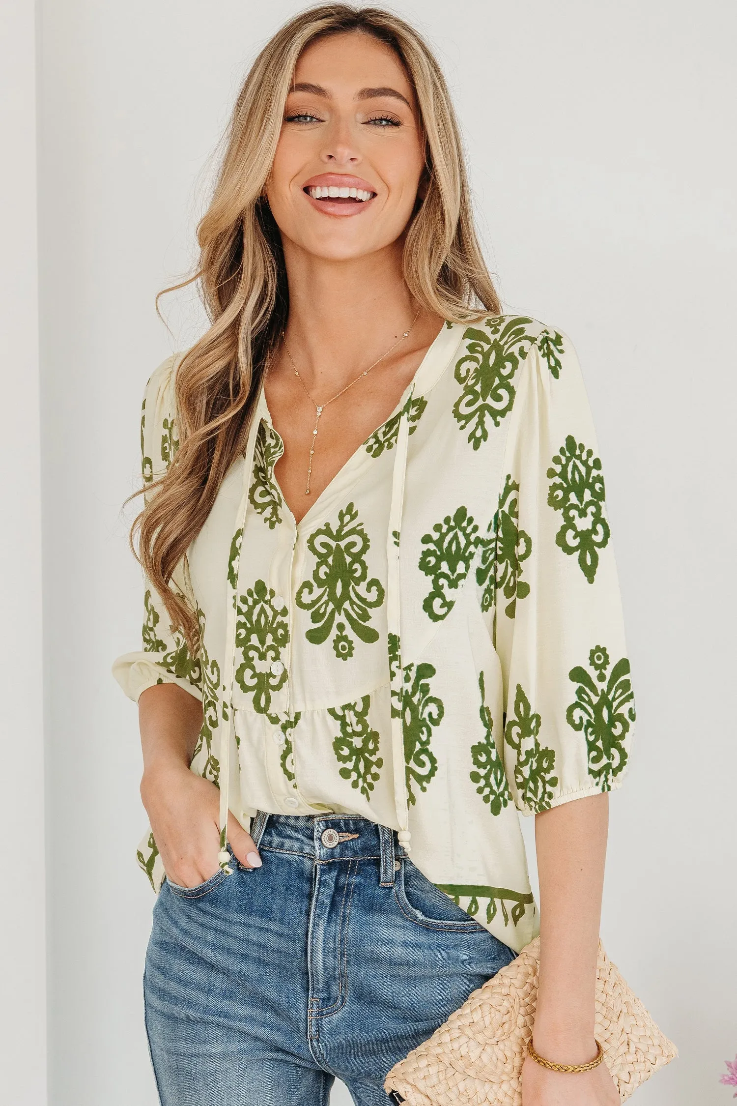 Threaded Pear Keziah Puffy Half Sleeve Shirt sold by Zulily