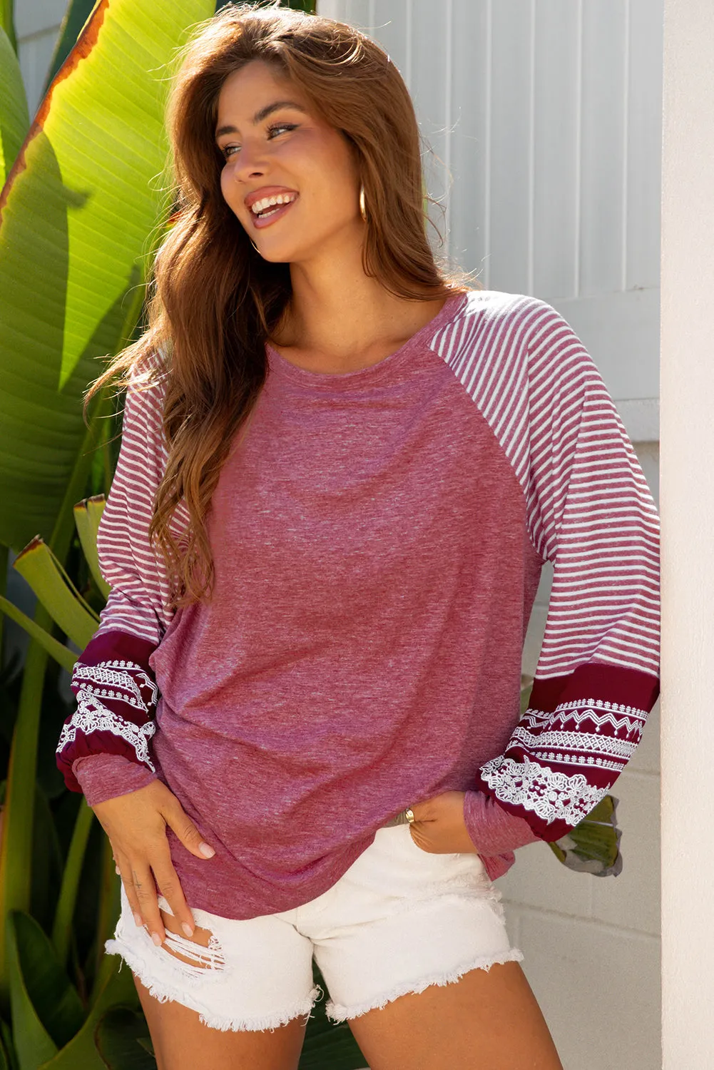 Threaded Pear Kelsey Striped Raglan Long Sleeve Loose Top sold by Zulily product image thumbnail 4