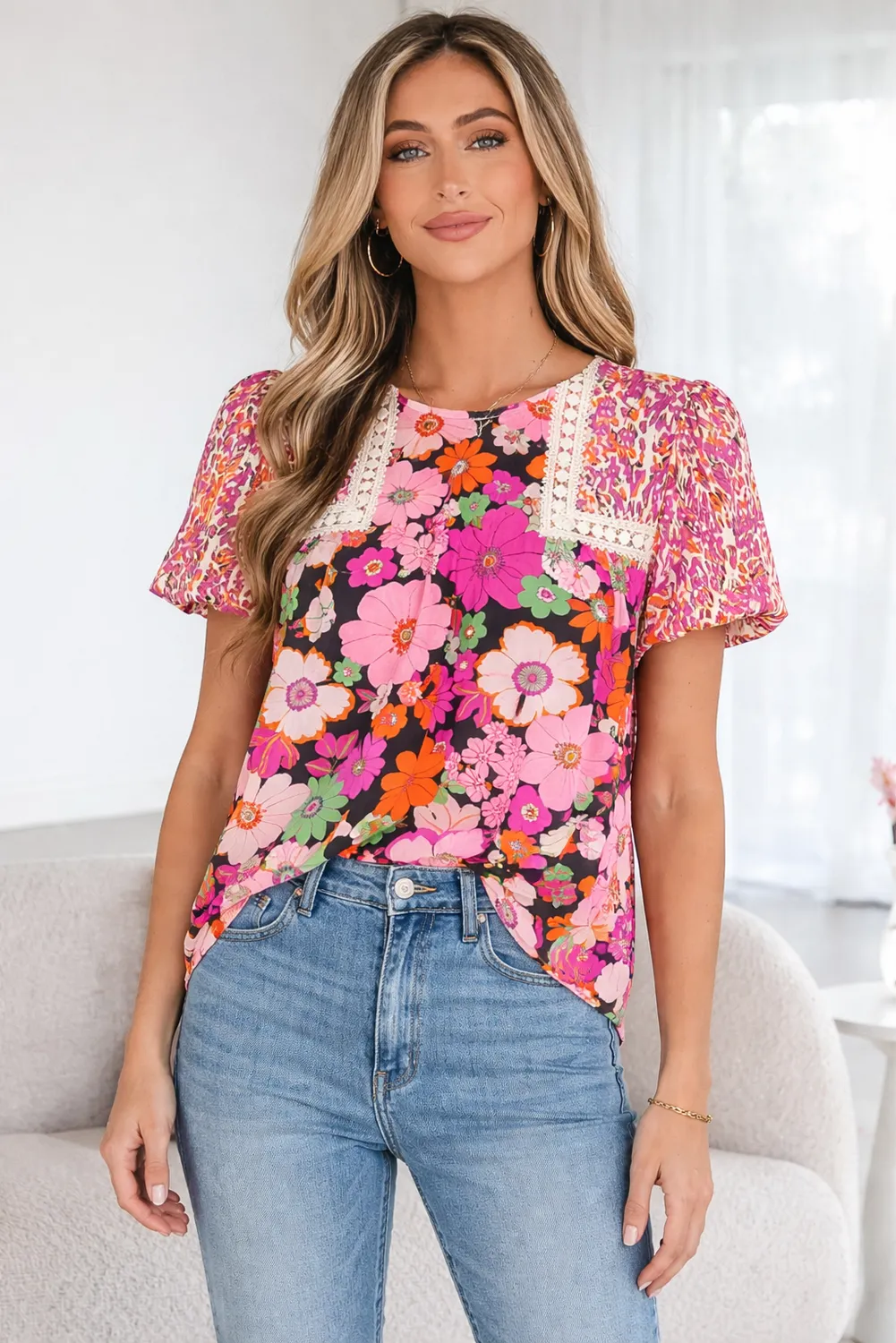 Threaded Pear Kayla Floral Mixed Print Blouse sold by Zulily