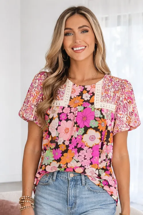 Threaded Pear Kayla Floral Mixed Print Blouse sold by Zulily product image thumbnail 5