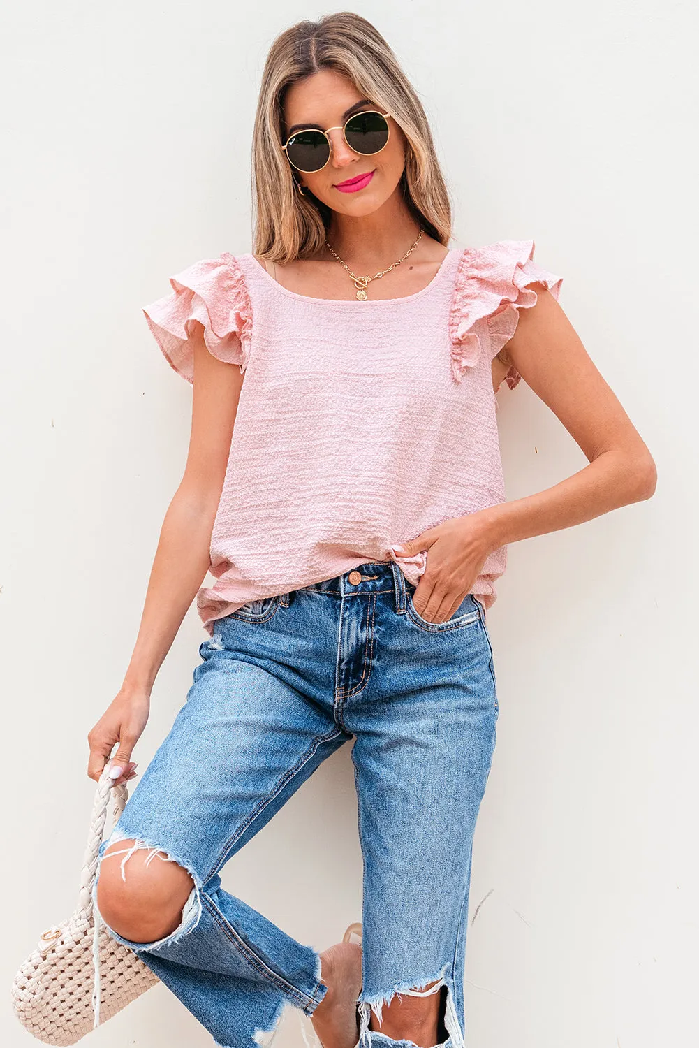Threaded Pear Katelyn Textured Bow Knot Blouse sold by Zulily product image thumbnail 4