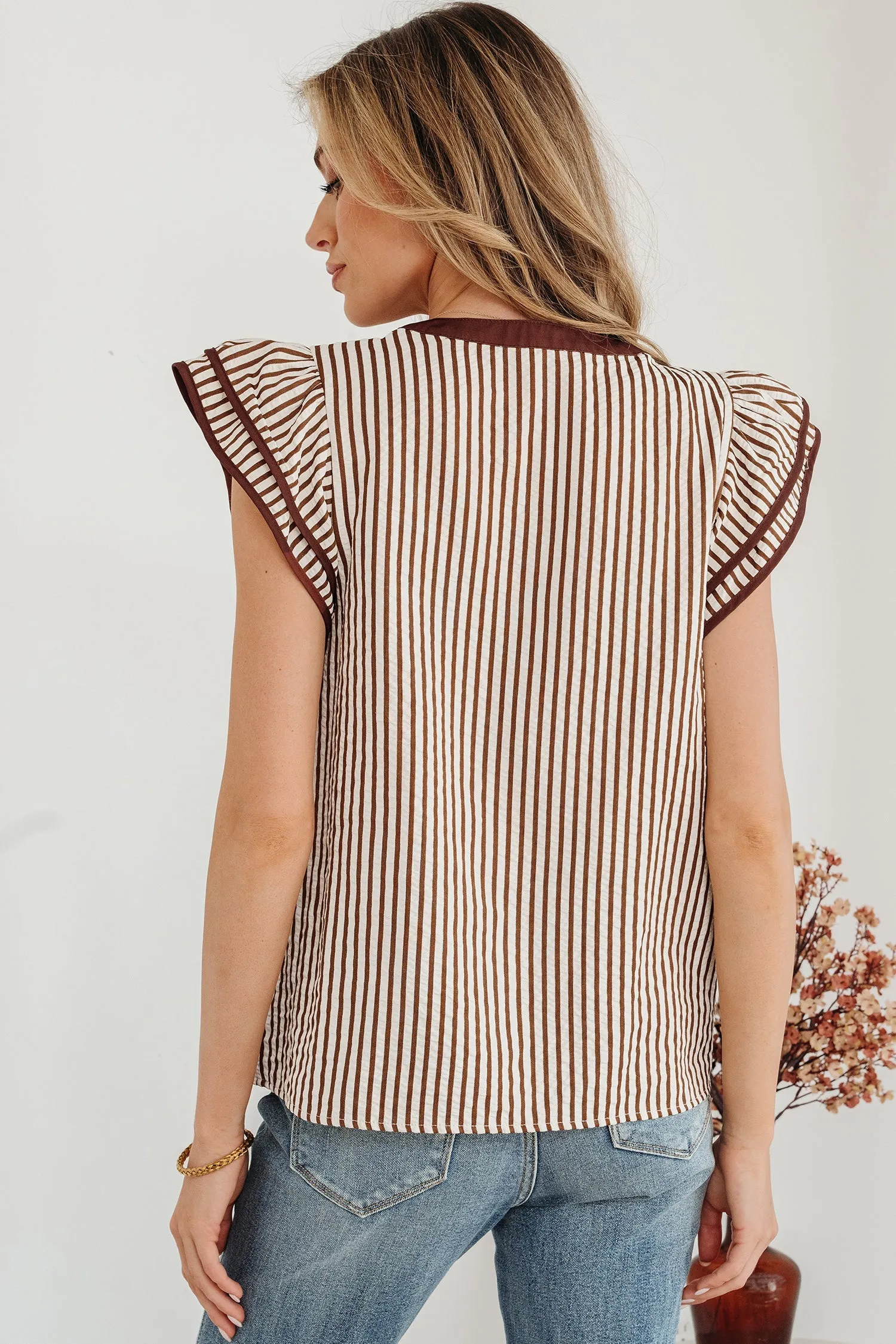 Threaded Pear Karter Ruffled Short Sleeve Blouse sold by Zulily product image thumbnail 2