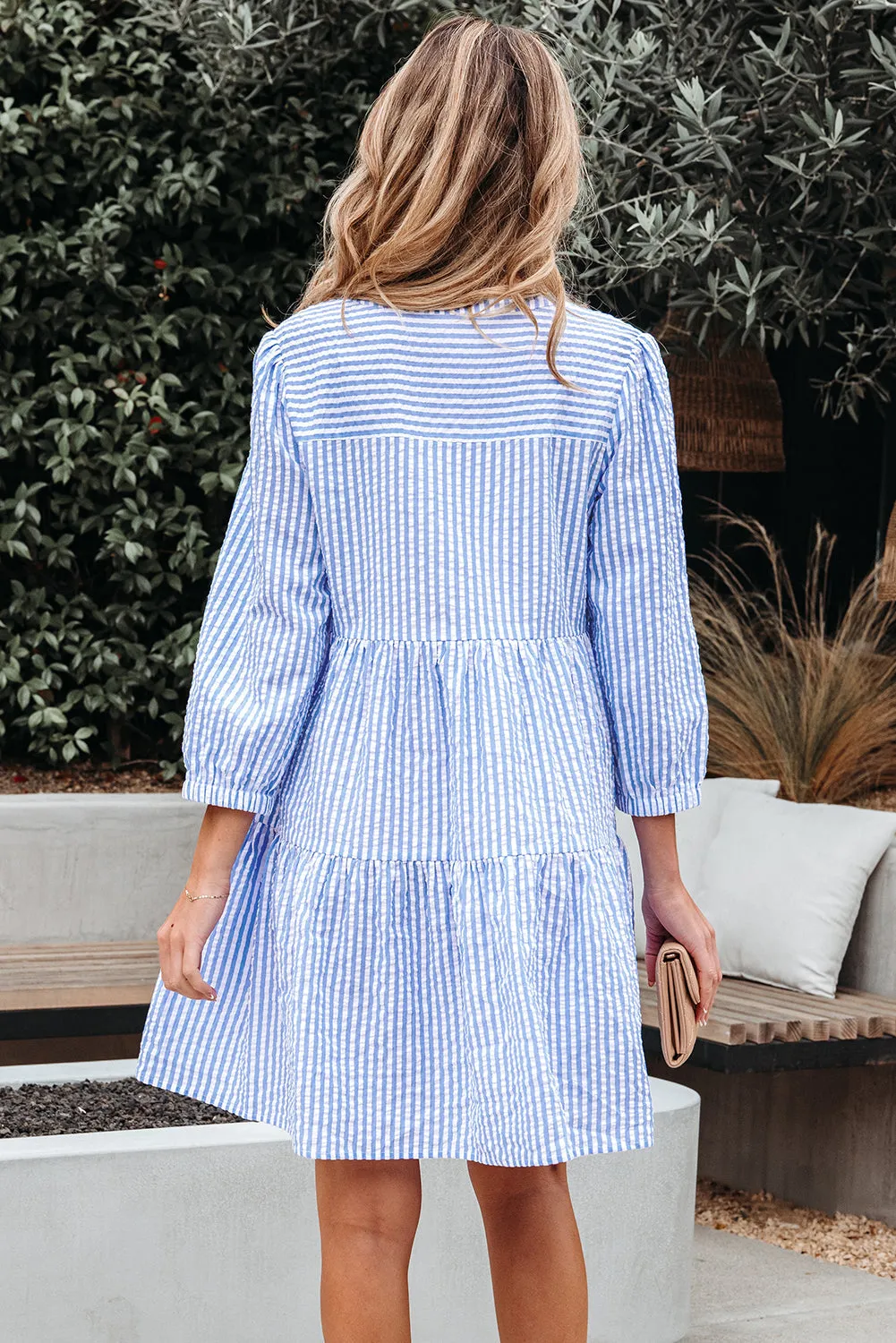 Threaded Pear Kaia Stripe Bracelet Sleeve Tiered Dress with Pockets sold by Zulily product image thumbnail 2