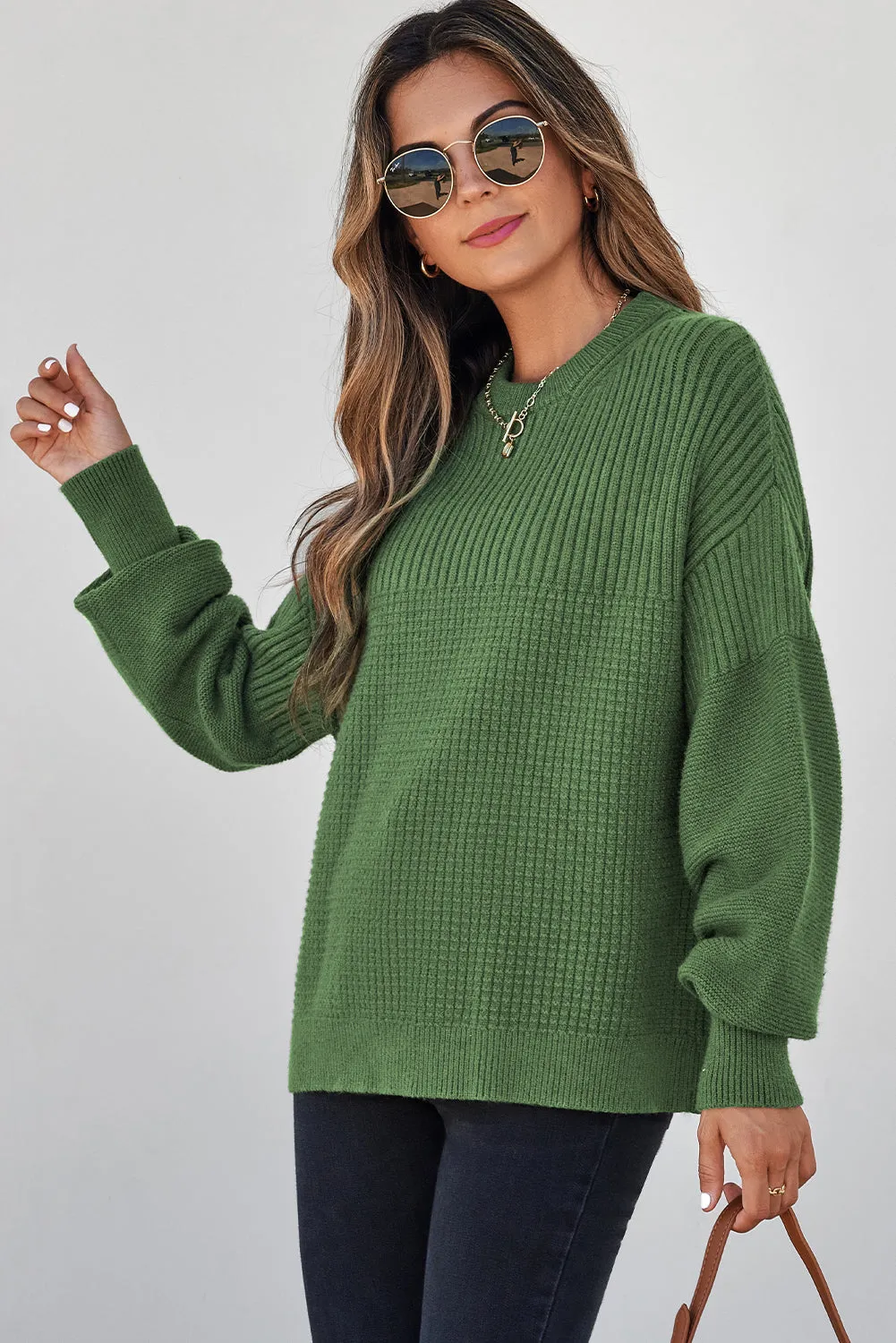 Threaded Pear Julietta Mixed Textured Knitted Sweater sold by Zulily product image thumbnail 3