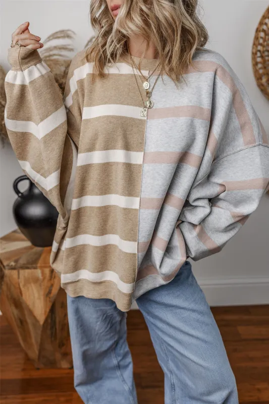 Threaded Pear Jream Stripe Colorblock Oversized Sweater made by Threaded Pear