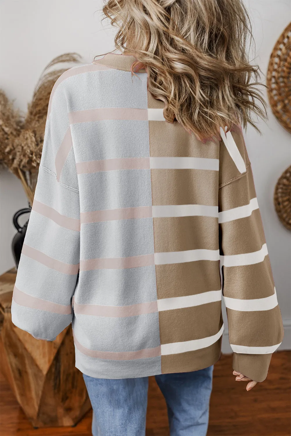 Threaded Pear Jream Stripe Colorblock Oversized Sweater sold by Zulily product image thumbnail 2