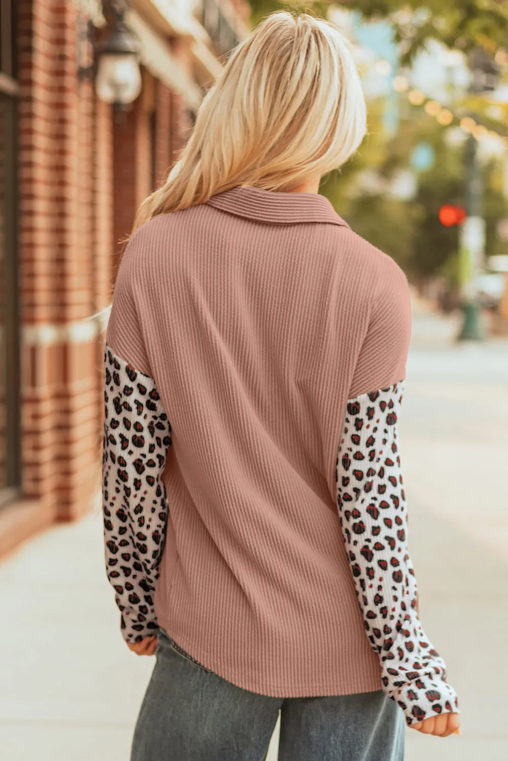 Threaded Pear Journee Leopard Ribbed Casual Shacket sold by Zulily product image thumbnail 2